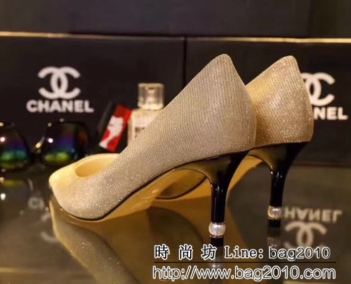 CHANEL香奈兒 18S早春新款 968進口亮片 時尚 高跟單皮鞋 QZS1477